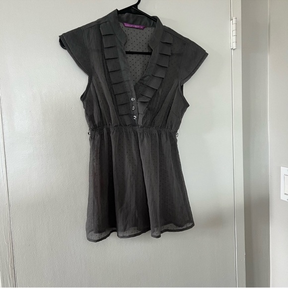 Smart Set Charcoal Ruffled Blouse - Picture 2 of 4